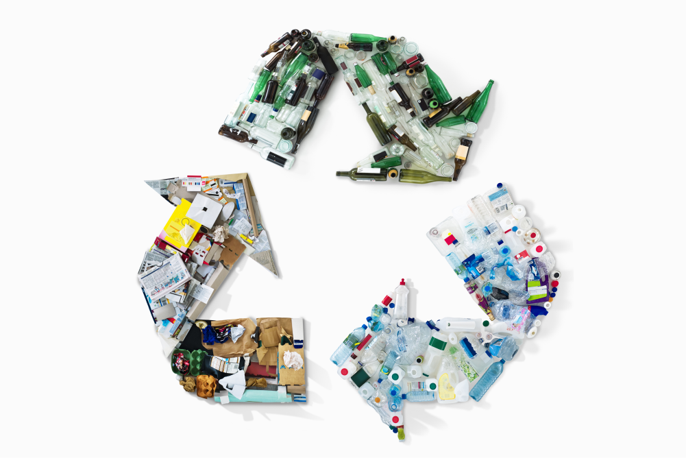 plastic in the shape of the recycle logo